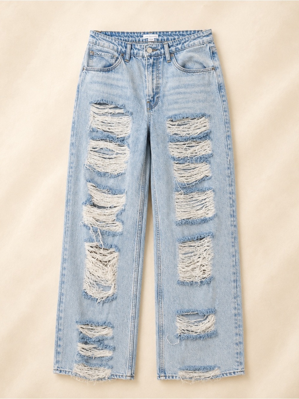 Good American Light Blue Distressed Straight-Leg Jeans